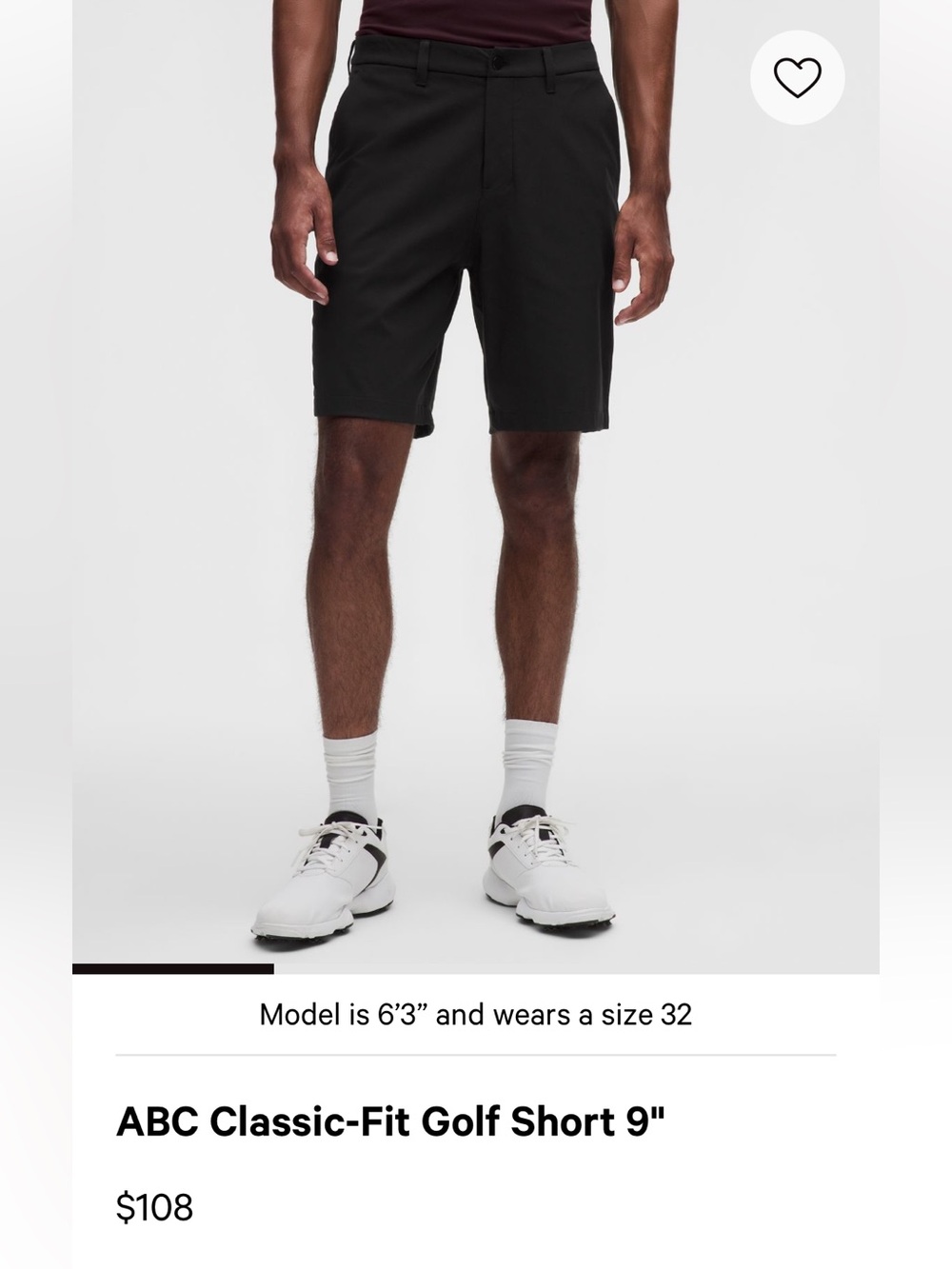 Lululemon Men’s ABC Classic-Fit Golf Short 9" size 36